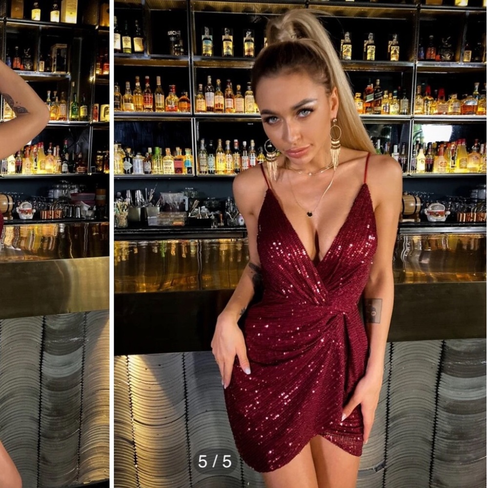 Shein Sequin Wrap/Draped Mini Dress - Size L